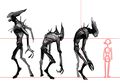 The Bendy and the Dark Revival concept art of the Ink Demon's height by Audrey Hotte.